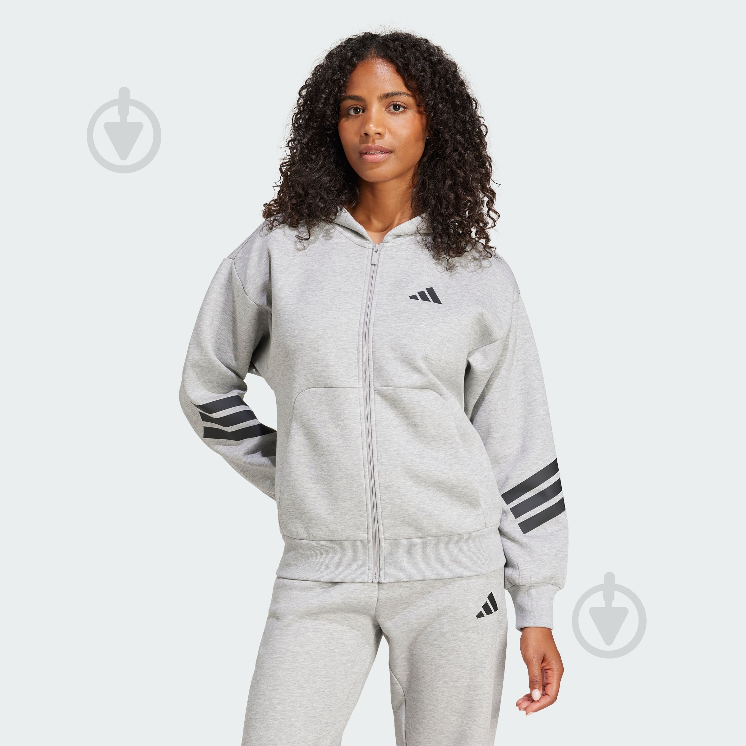 Джемпер Adidas W FI 3S FZ HD JE0172 р.L сірий - фото 1 Джемпер Adidas W FI 3S FZ HD JE0172 р.L сірий - фото 1