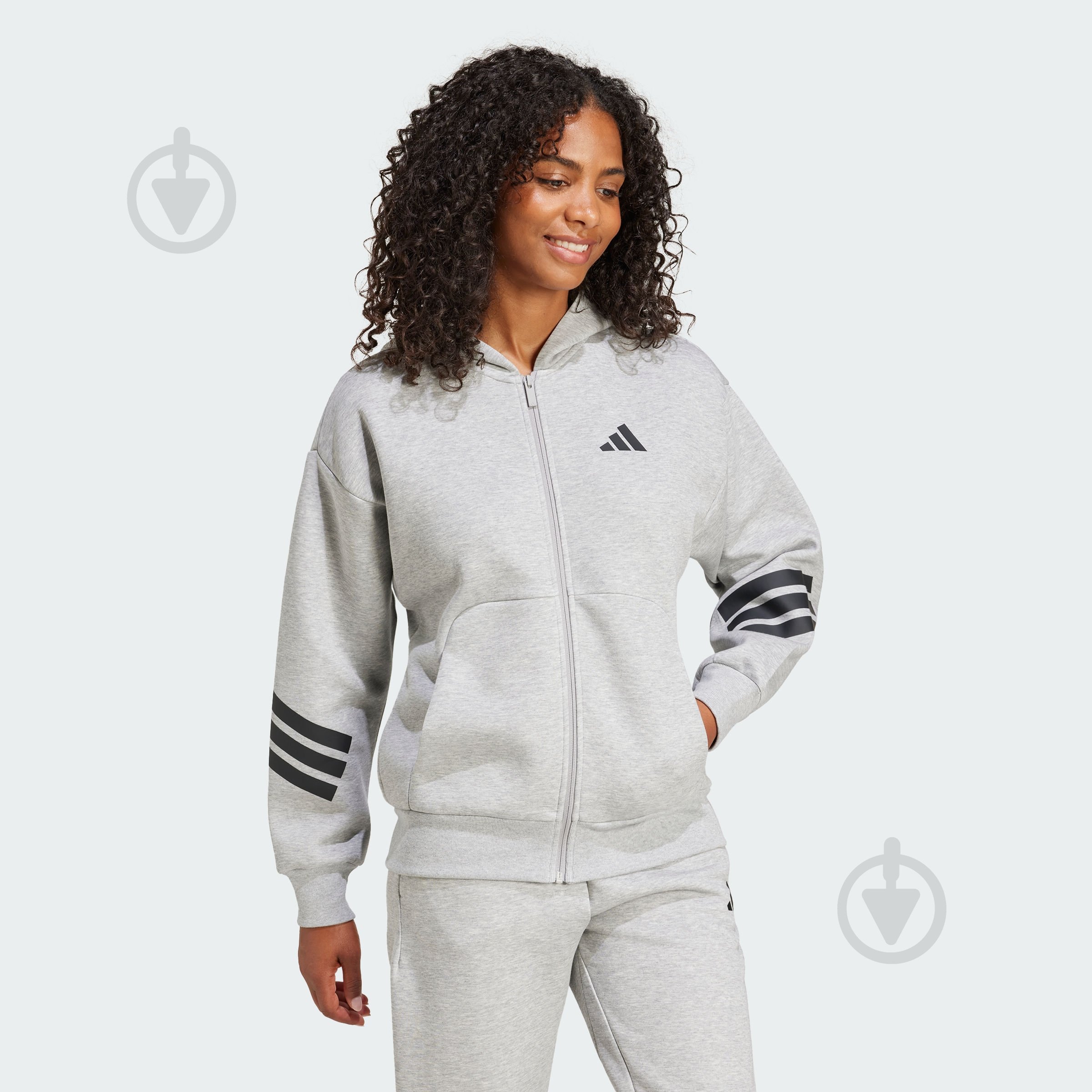 Джемпер Adidas W FI 3S FZ HD JE0172 р.L сірий - фото 5 Джемпер Adidas W FI 3S FZ HD JE0172 р.L сірий - фото 5