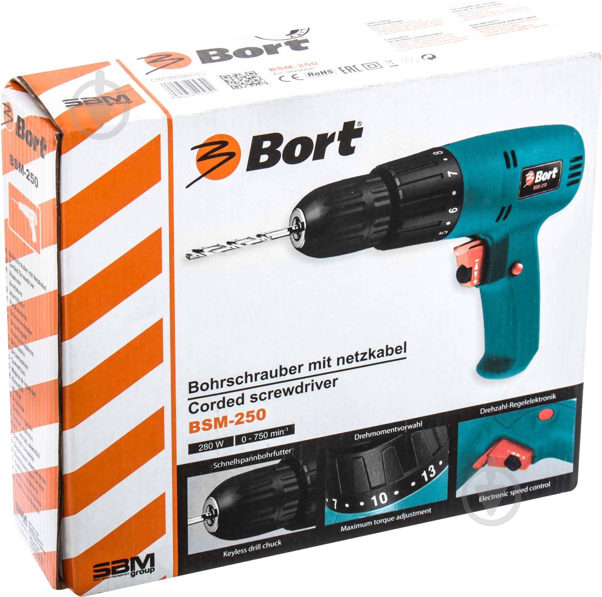 Шуруповерт сетевой Bort BSM-250 98295641 - фото 7
