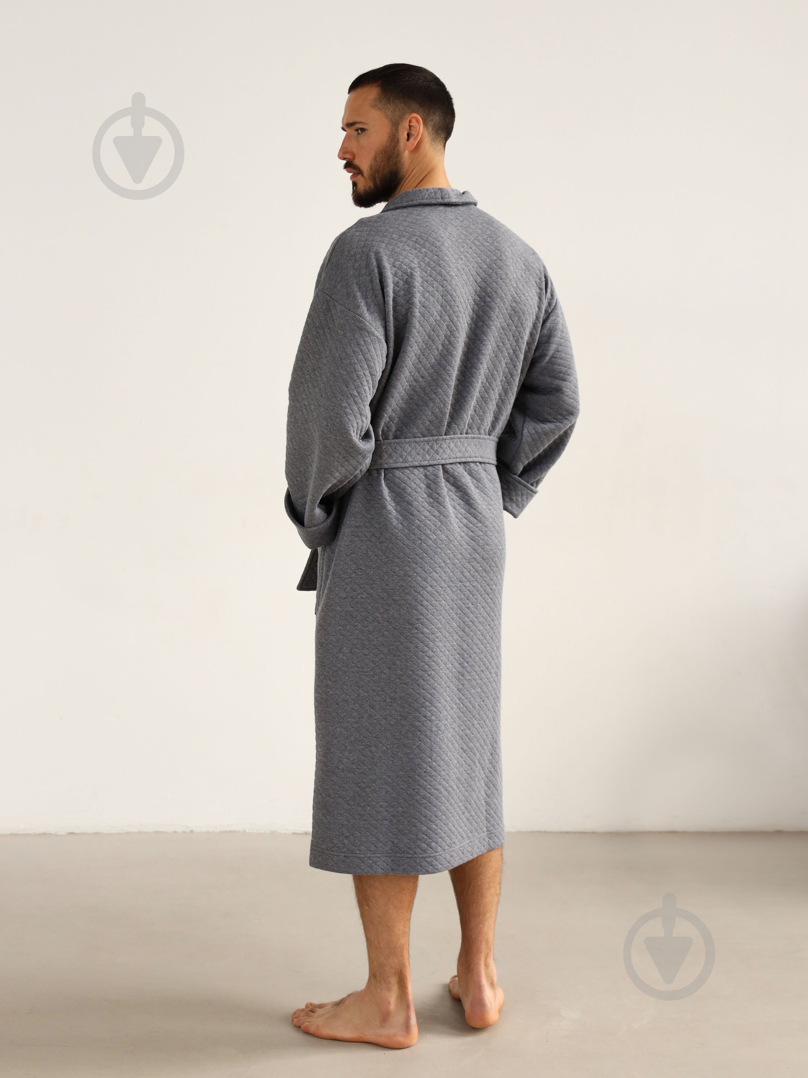 Халат German Volf длинный из стеганного утепленного трикотажа р. S серый 23167 - фото 5 Халат German Volf длинный из стеганного утепленного трикотажа р. S серый 23167 - фото 5