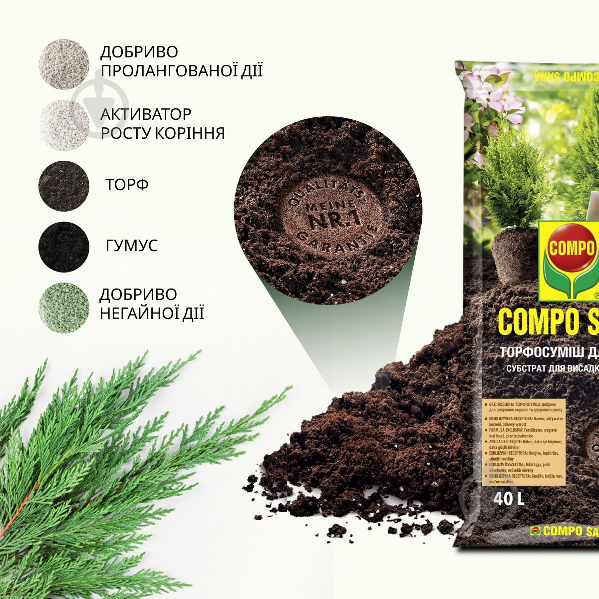 Торфосмесь Compo Сана Для всех видов хвойных растений 40 л 1621 - фото 5