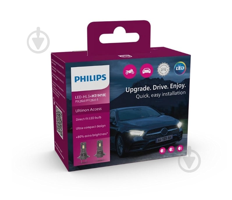 Автолампа світлодіодна Philips комплект H7 16 Вт 2 шт.(PS 11972U2500CX) - фото 1