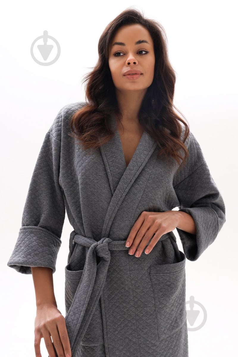 Халат German Volf длинный из стеганного утепленного трикотажа р. серый 23167 - фото 3