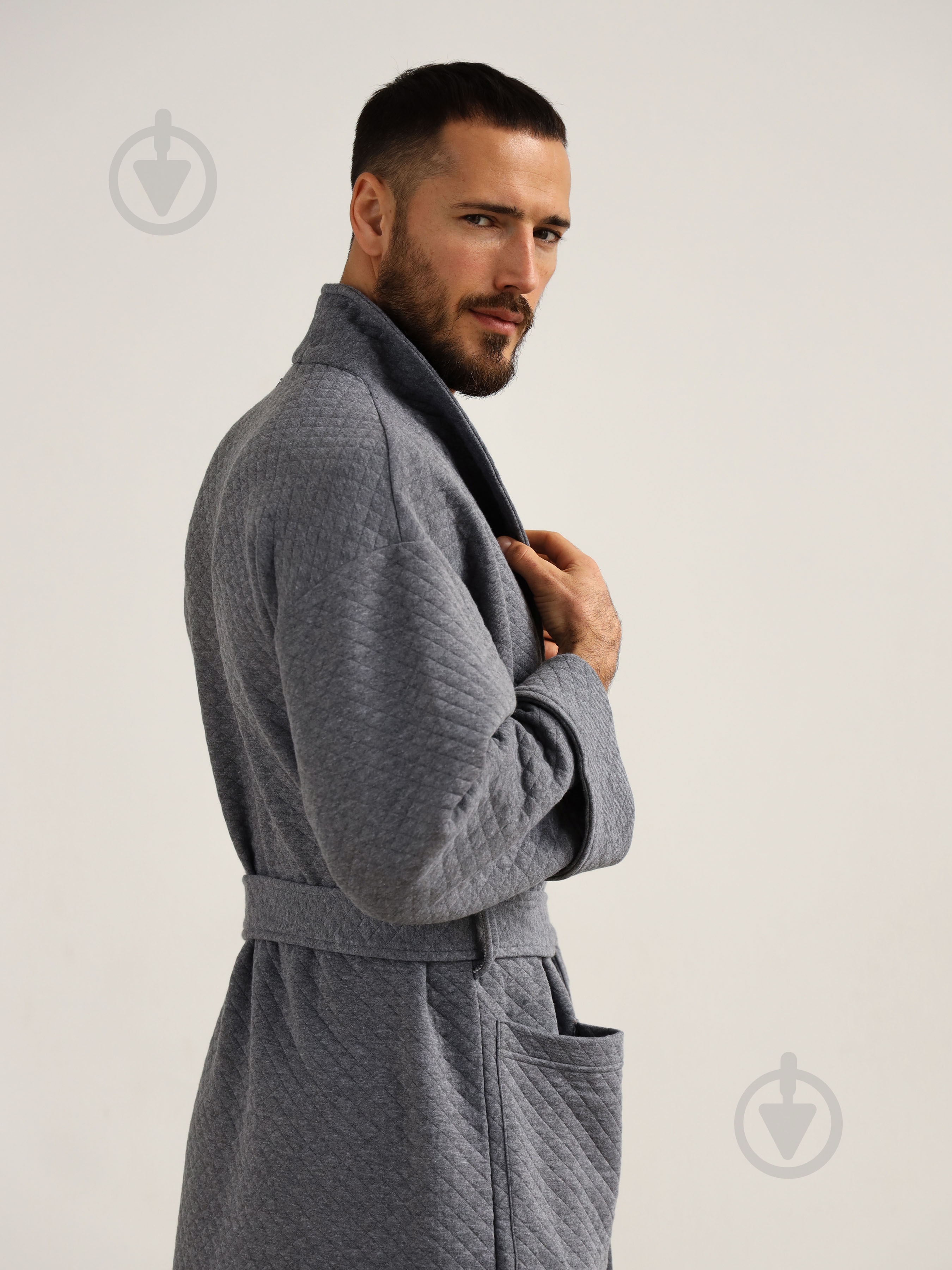 Халат German Volf длинный из стеганного утепленного трикотажа р. 2XL серый 23167 - фото 7 Халат German Volf длинный из стеганного утепленного трикотажа р. 2XL серый 23167 - фото 7