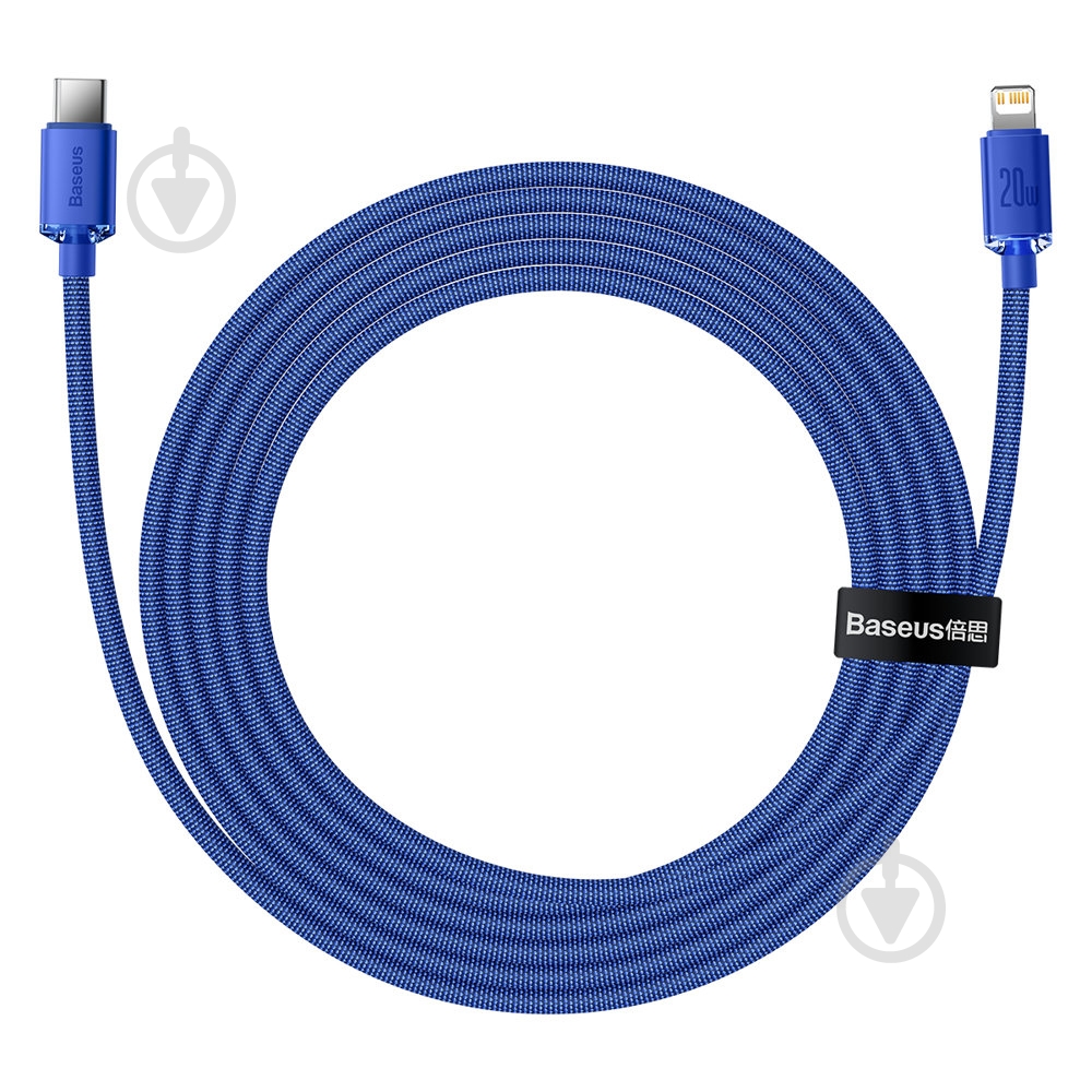 Кабель BASEUS Crystal Shine Series Fast Charging Data Cable Type-C to iP 20W Blue 2 м Blue (CAJY000303) - фото 2 Кабель BASEUS Crystal Shine Series Fast Charging Data Cable Type-C to iP 20W Blue 2 м Blue (CAJY000303) - фото 2