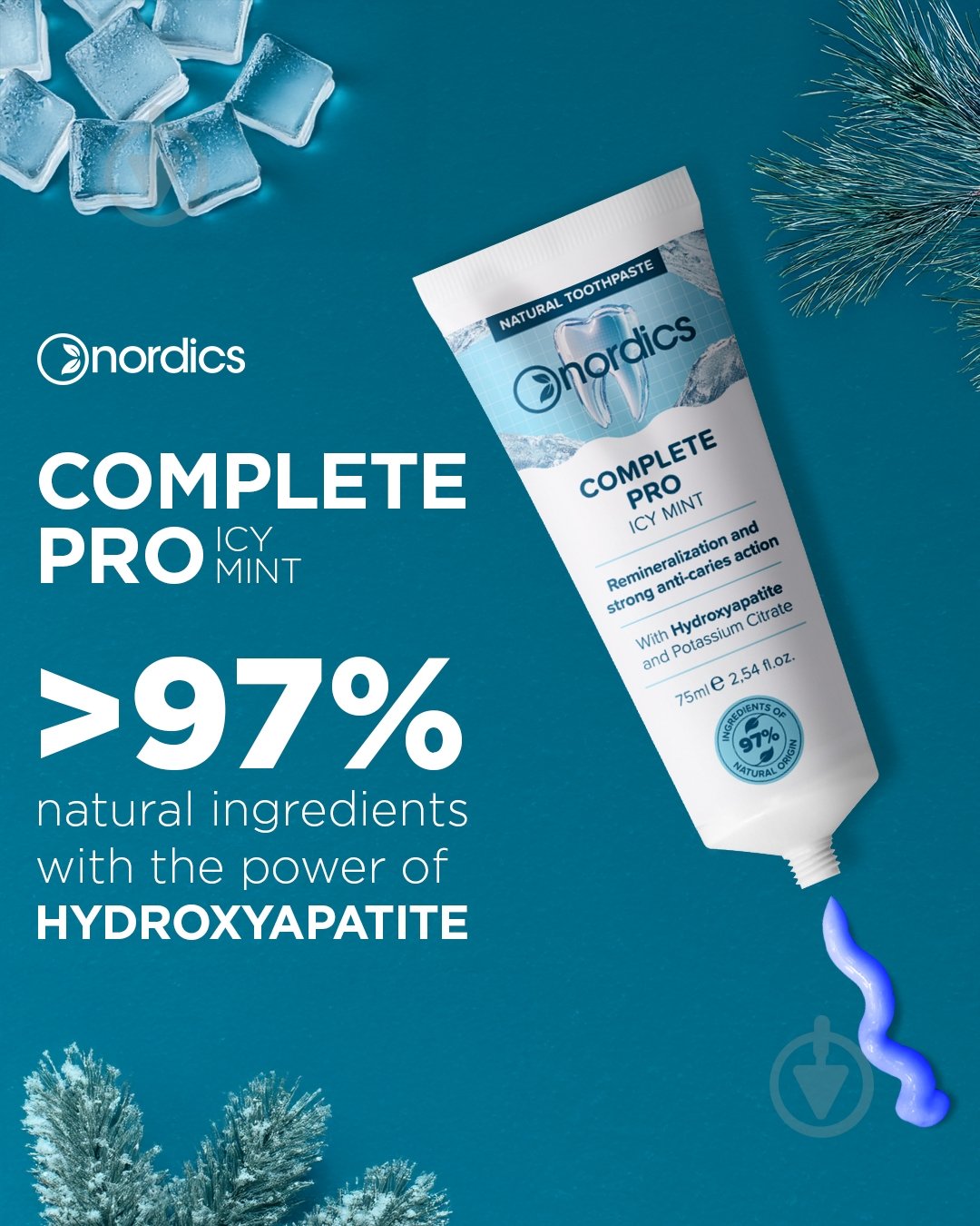 Зубная паста Nordics защита от кариеса с «жидкой эмалью» 75 мл - фото 2