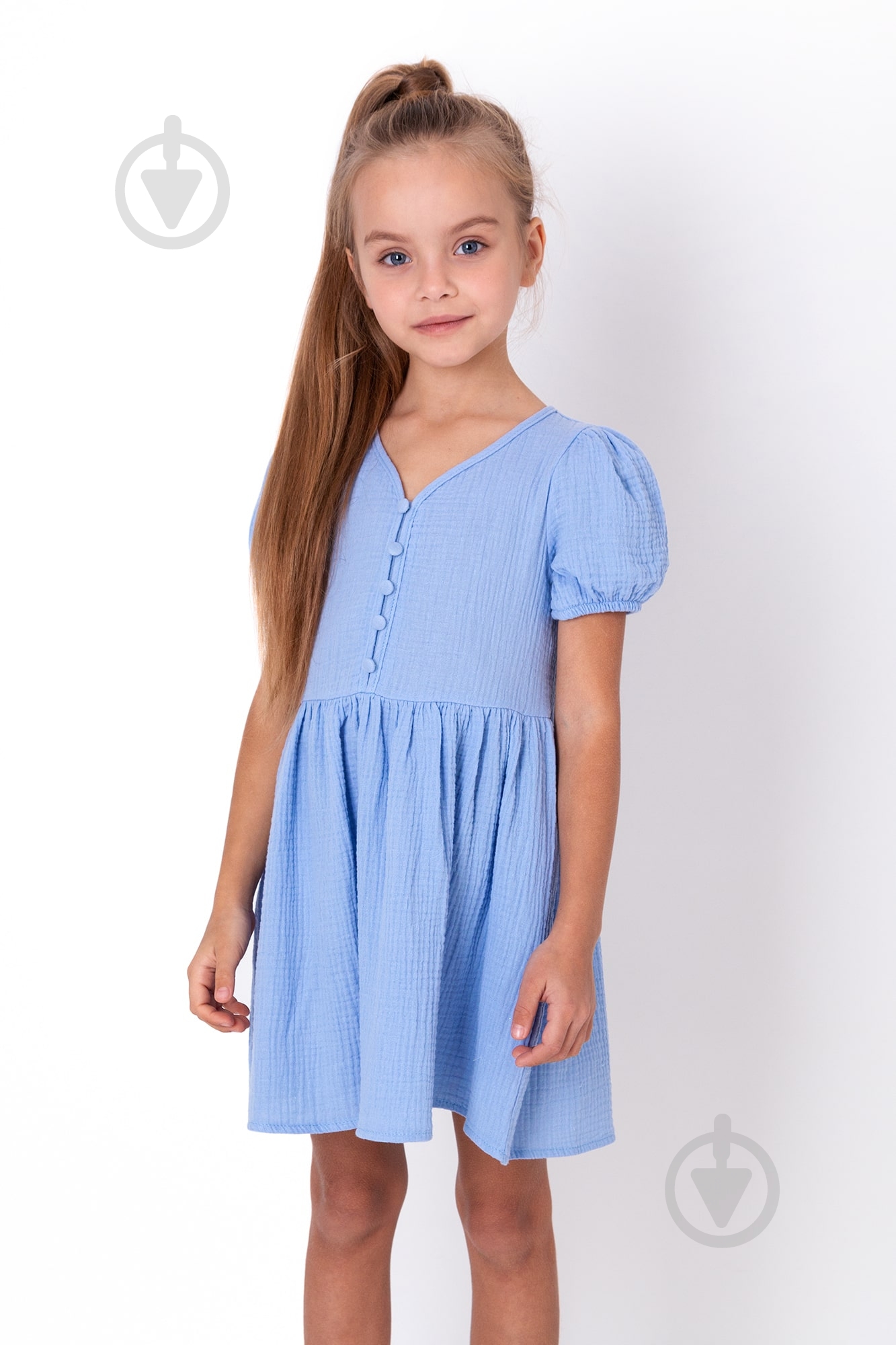 Платье Mevis р.134 голубой - фото 1