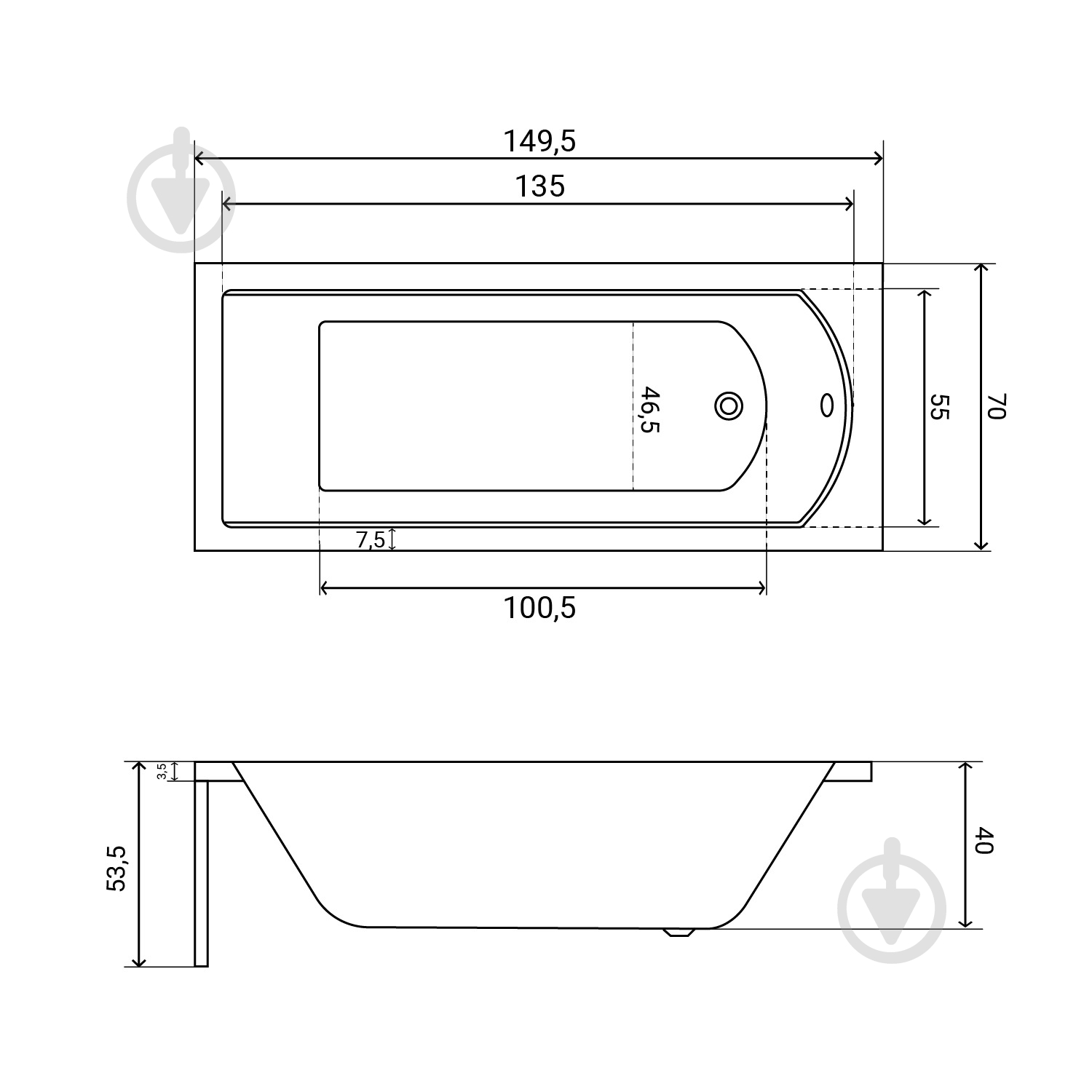 Ванна акрилова Helmken Vespera 468R42659P 149,5х70 см комплект 4 в 1 - фото 2 Ванна акрилова Helmken Vespera 468R42659P 149,5х70 см комплект 4 в 1 - фото 2