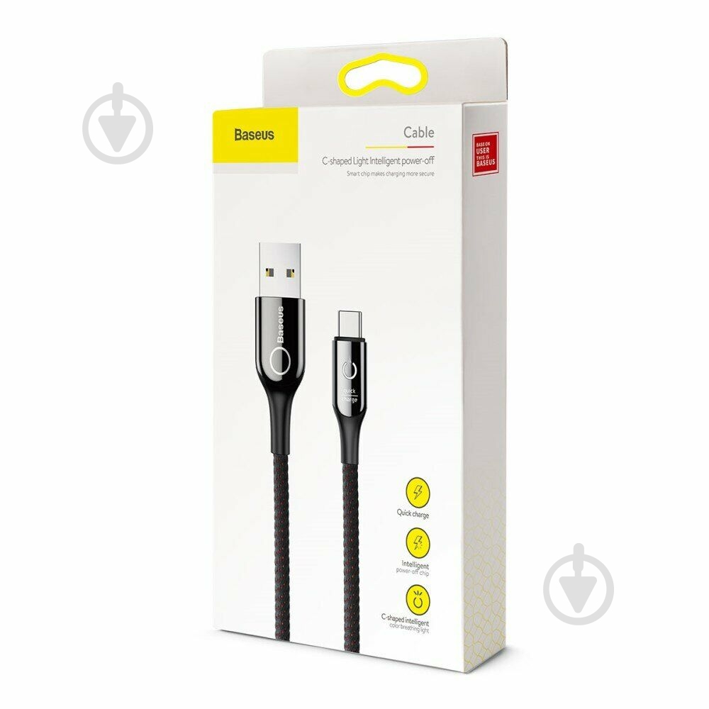 Кабель BASEUS C-shaped Lightning 1м 2.4 A Black (CALCD-01) 1 м black (CALCD-01) - фото 6