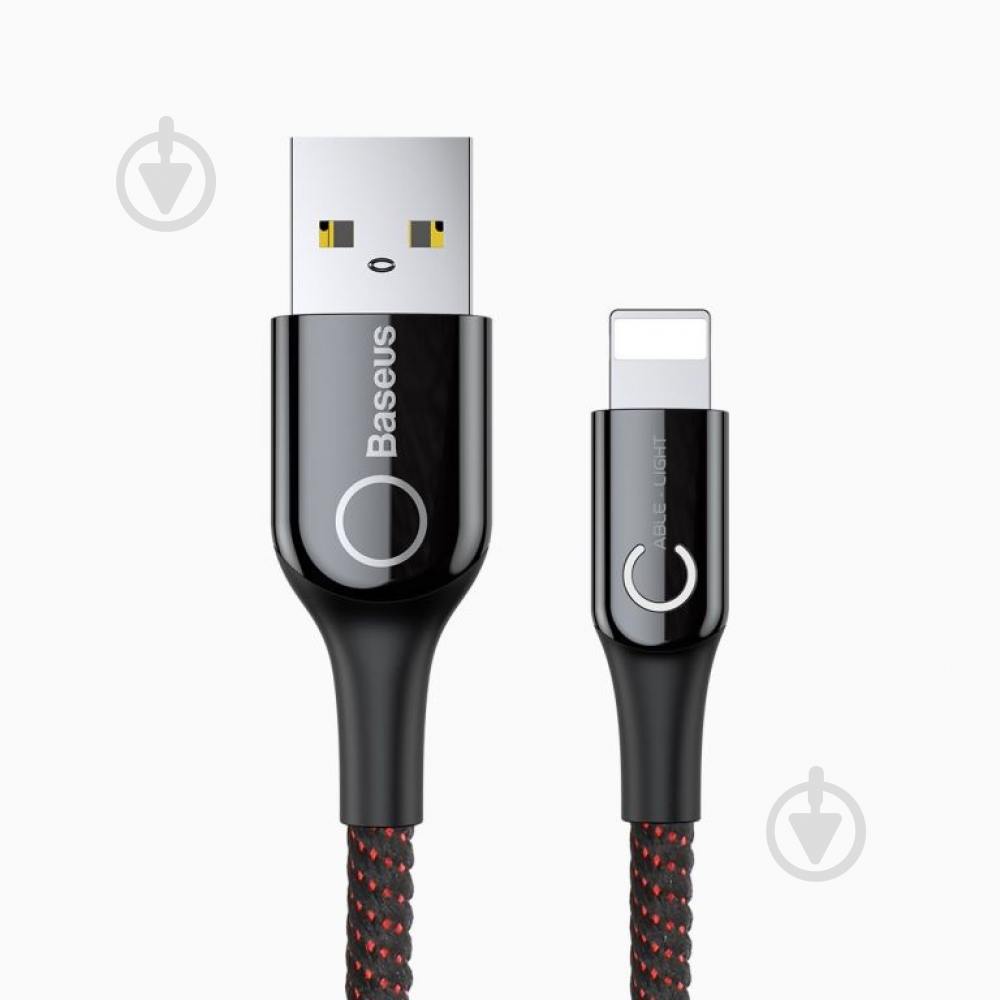 Кабель BASEUS C-shaped Lightning 1м 2.4 A Black (CALCD-01) 1 м black (CALCD-01) - фото 1