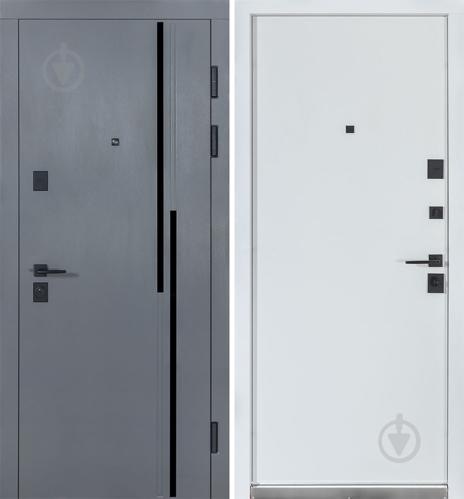 Двері вхідні Булат Термо Ультра (квадро) 567/гладка хром / білий матовий 2050x850 мм праві - фото 1 Двері вхідні Булат Термо Ультра (квадро) 567/гладка хром / білий матовий 2050x850 мм праві - фото 1