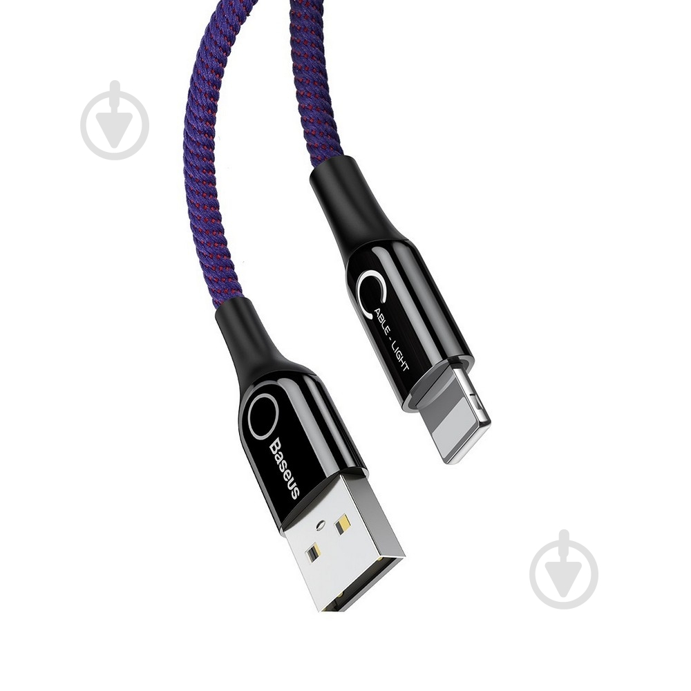 Кабель BASEUS C-shaped Light Intelligent Power-off Cable 2.4A 1 м фиолетовый (CALCD-05) - фото 3