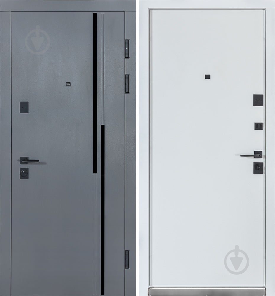 Двері вхідні Булат Термо Ультра (квадро) 567/гладка хром / білий матовий 2050x950 мм праві - фото 1