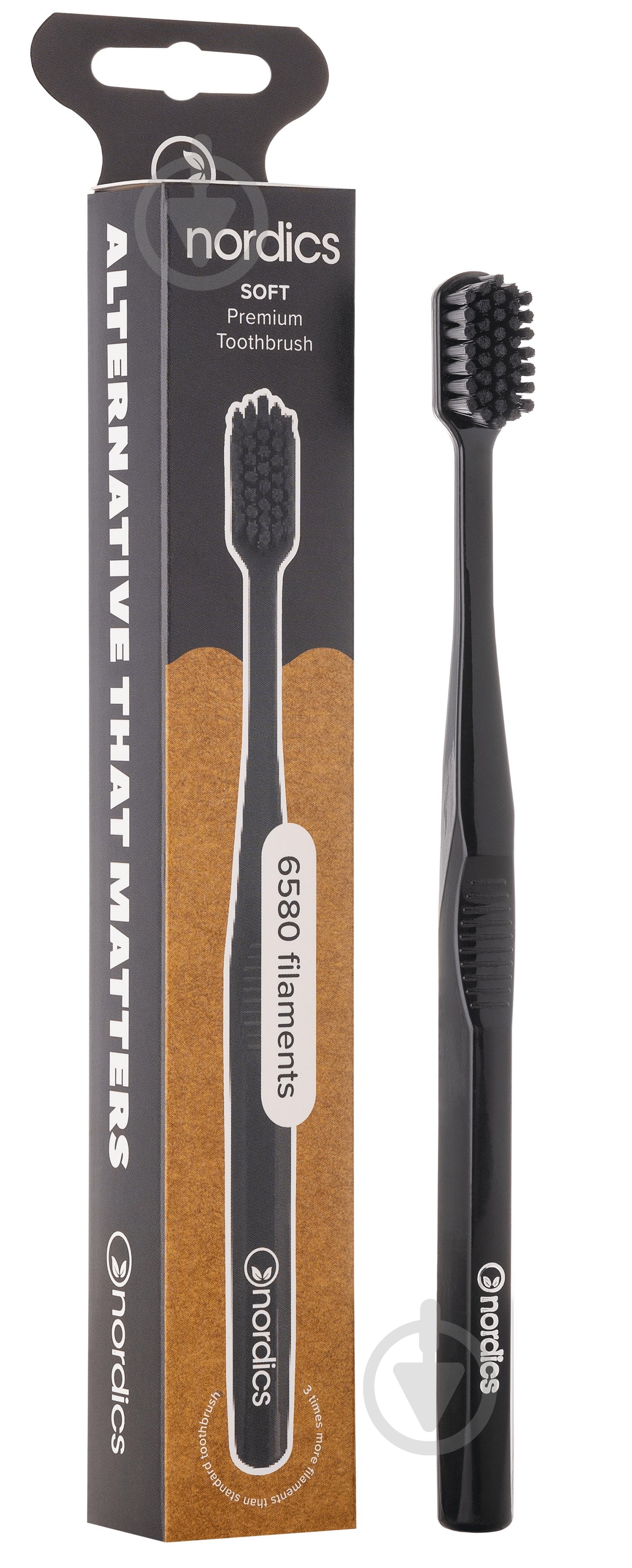 Зубна щітка Nordics Premium 6580 Soft чорна м'яка - фото 1 Зубна щітка Nordics Premium 6580 Soft чорна м'яка - фото 1