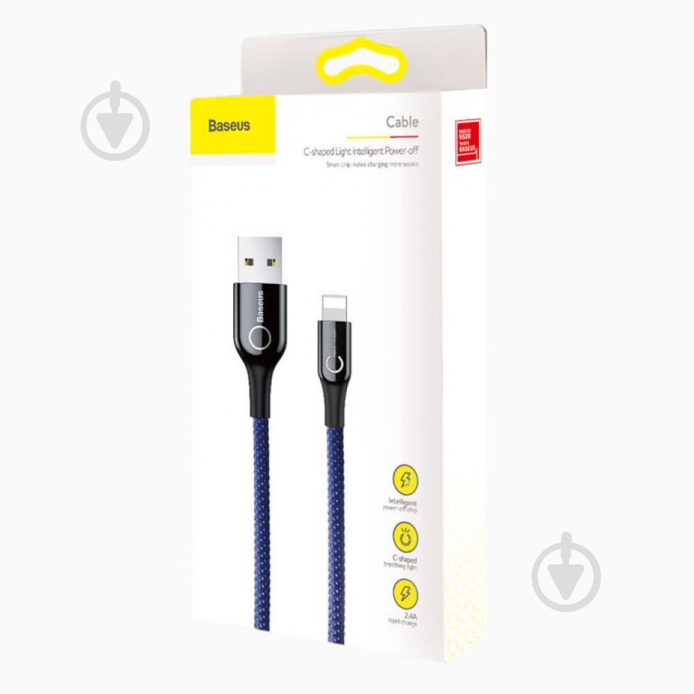Кабель BASEUS C-shaped Light Intelligent power-off Cable for iP 2.4 A 1 м Blue (CALCD-03) - фото 5 Кабель BASEUS C-shaped Light Intelligent power-off Cable for iP 2.4 A 1 м Blue (CALCD-03) - фото 5