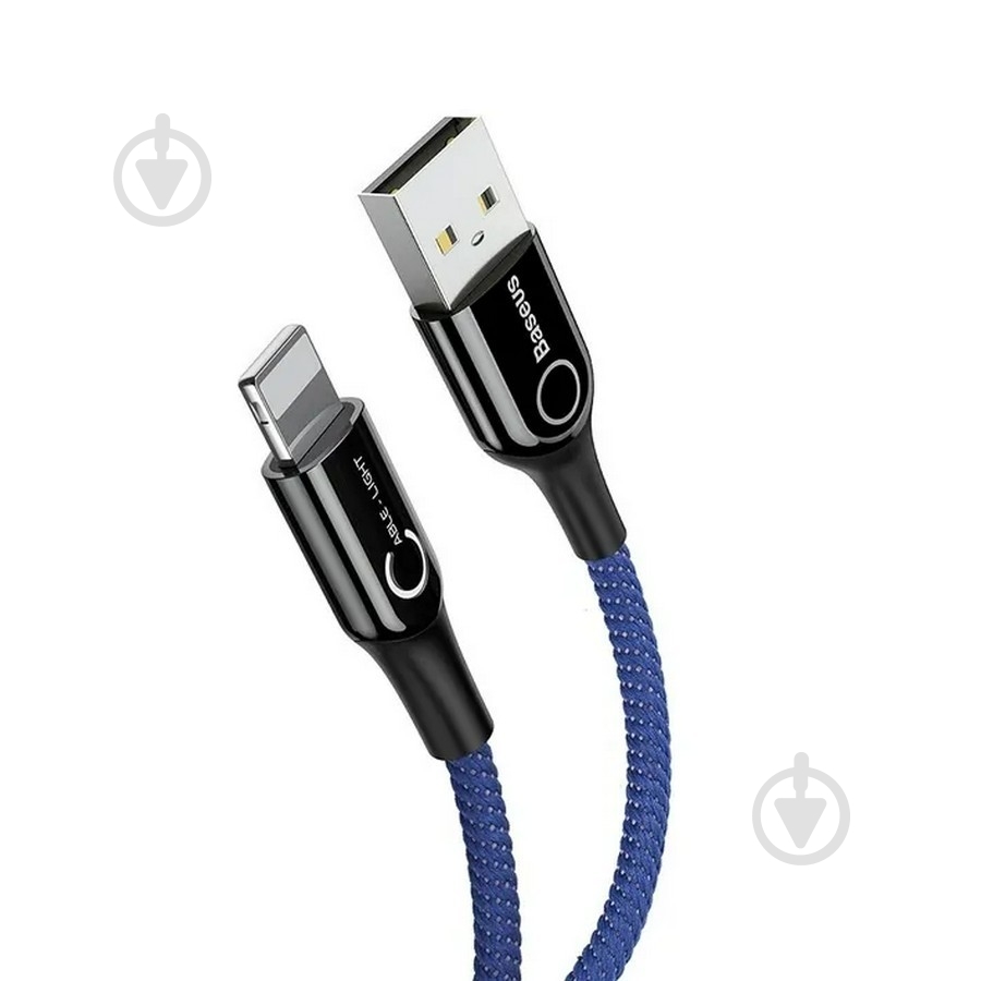 Кабель BASEUS C-shaped Light Intelligent power-off Cable for iP 2.4 A 1 м Blue (CALCD-03) - фото 2 Кабель BASEUS C-shaped Light Intelligent power-off Cable for iP 2.4 A 1 м Blue (CALCD-03) - фото 2