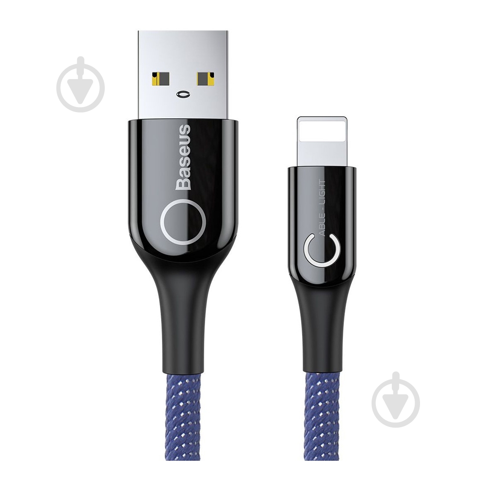Кабель BASEUS C-shaped Light Intelligent power-off Cable for iP 2.4 A 1 м Blue (CALCD-03) - фото 1 Кабель BASEUS C-shaped Light Intelligent power-off Cable for iP 2.4 A 1 м Blue (CALCD-03) - фото 1