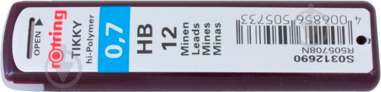 Набір грифелів Tikky 0,7 мм графіт S0312690 Rotring Drawing 12 шт. - фото 1