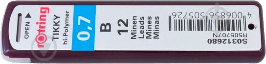 Набор грифелей Tikky 0,7 мм графит S0312680 Rotring Drawing 12 шт. - фото 1
