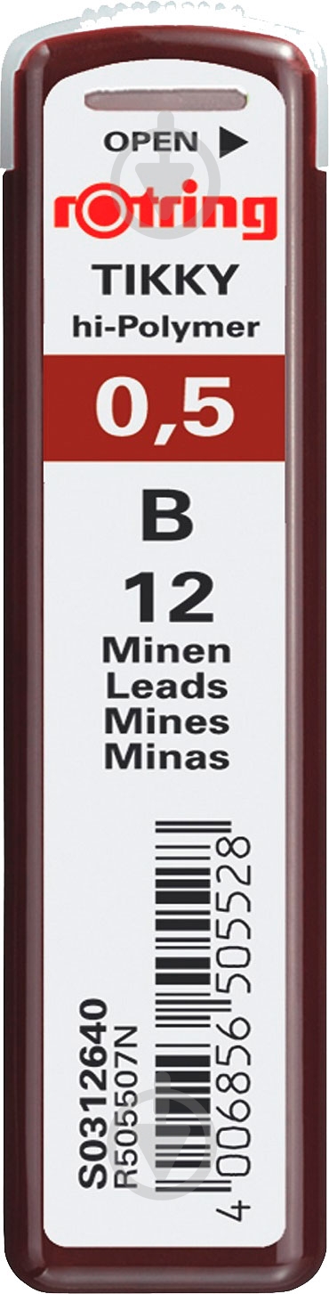 Набор грифелей Tikky 0,5 мм графит S0312640 Rotring Drawing 12 шт. - фото 1 Набор грифелей Tikky 0,5 мм графит S0312640 Rotring Drawing 12 шт. - фото 1