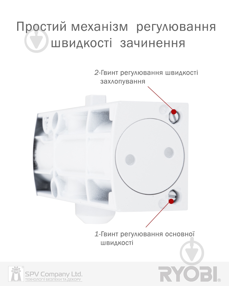 Доводчик дверний RYOBI 1200 D-1200 білий 80 кг - фото 3