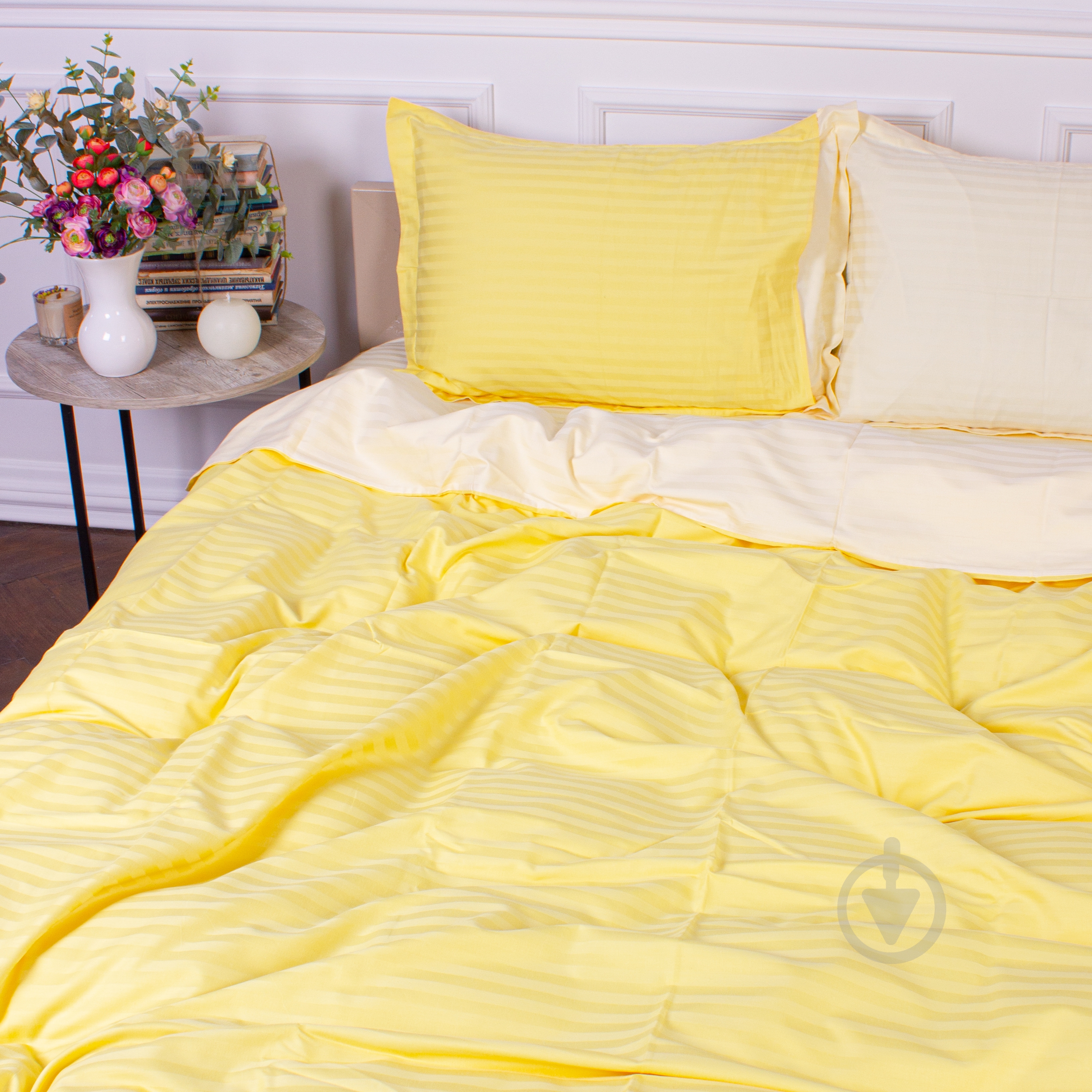 Комплект постельного белья Satin Stripe 30-0003+30-0002 Bathild 220х240 см желтый/бежевый MirSon - фото 3 Комплект постельного белья Satin Stripe 30-0003+30-0002 Bathild 220х240 см желтый/бежевый MirSon - фото 3