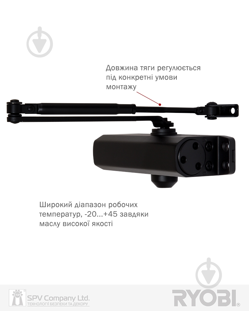 Доводчик дверной RYOBI *9900 9903 черный 65 кг - фото 2 Доводчик дверной RYOBI *9900 9903 черный 65 кг - фото 2