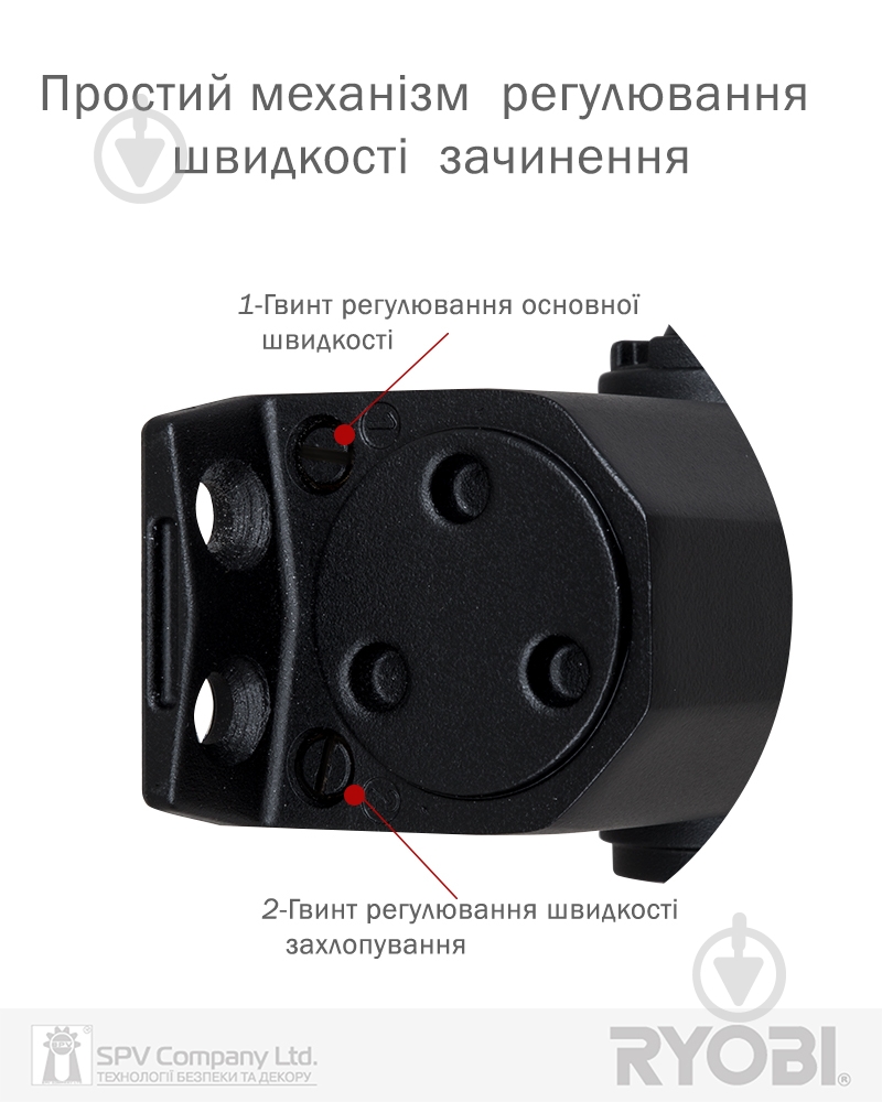 Доводчик дверной RYOBI *9900 9903 черный 65 кг - фото 3 Доводчик дверной RYOBI *9900 9903 черный 65 кг - фото 3