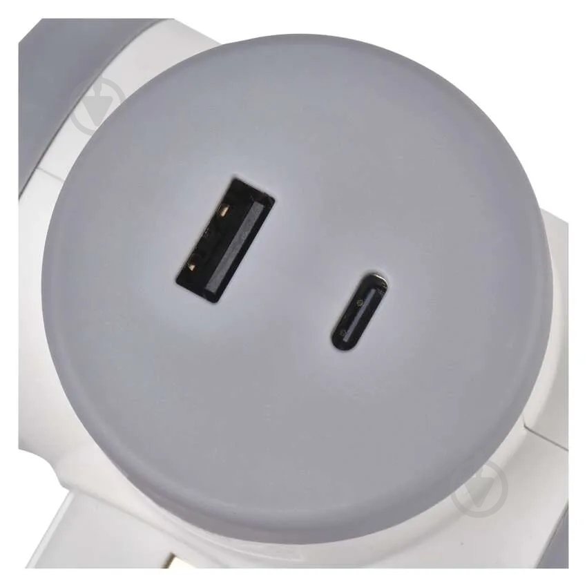 Адаптер-разветвитель Emos сетевой 1xUSB-A 1xUSB-C 2 гн. бело-серый P0077PD - фото 6