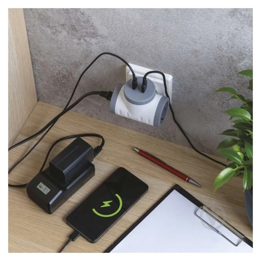 Адаптер-разветвитель Emos сетевой 1xUSB-A 1xUSB-C 2 гн. бело-серый P0077PD - фото 7