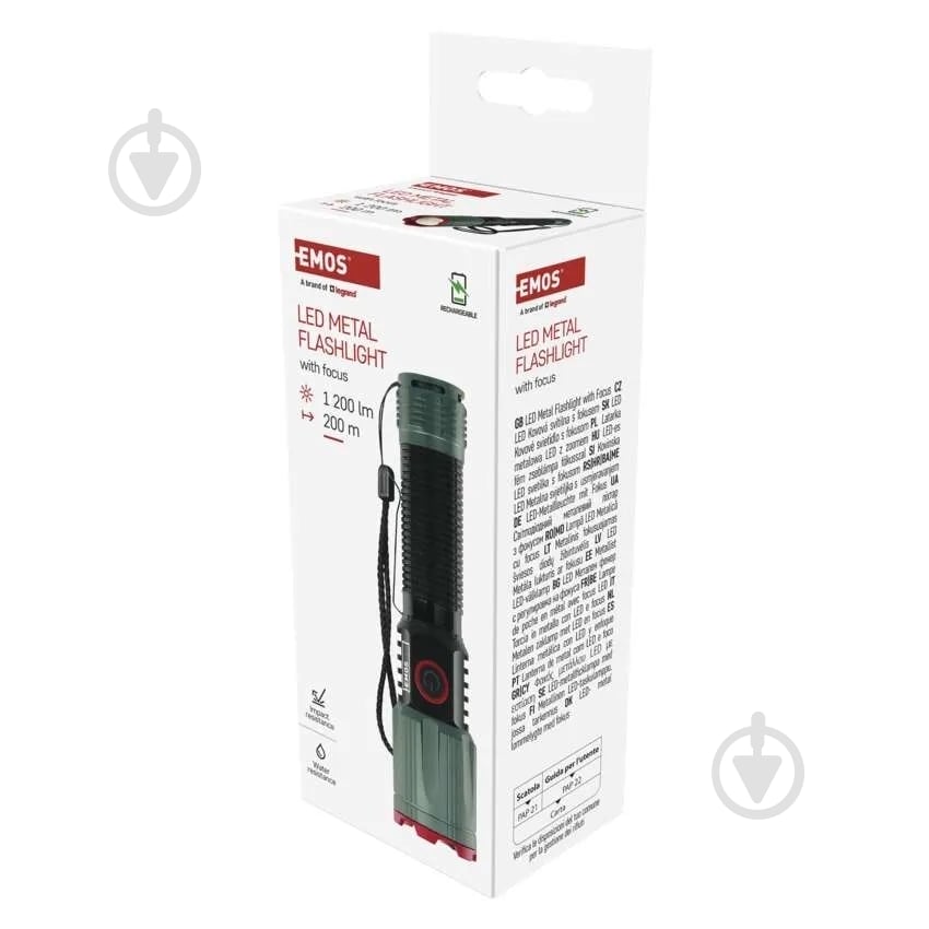 Ліхтар акумуляторний Emos Li-Ion 2200 mAh метал фокус 1200 Lm чорний P3121 - фото 8