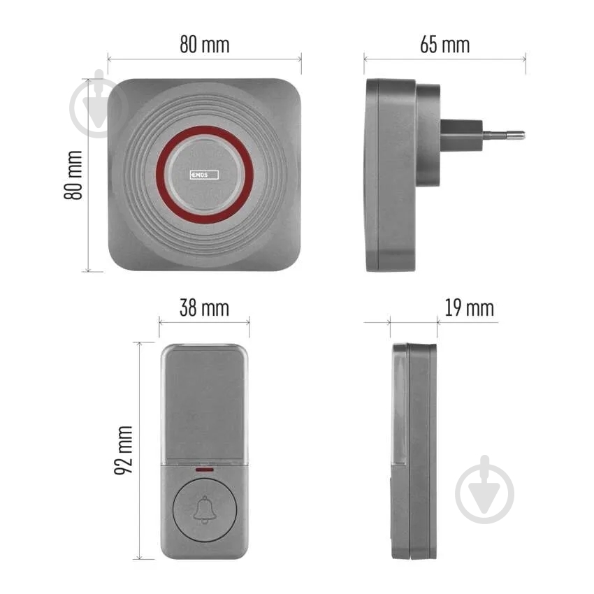 Дзвінок дверний Emos розумний бездротовий Wi-Fi світло-сірий P5735SS - фото 3