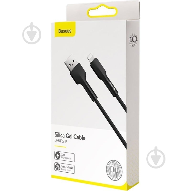 Кабель BASEUS Silica Gel Cable USB for IP 1 м black (CALGJ-01) - фото 4 Кабель BASEUS Silica Gel Cable USB for IP 1 м black (CALGJ-01) - фото 4