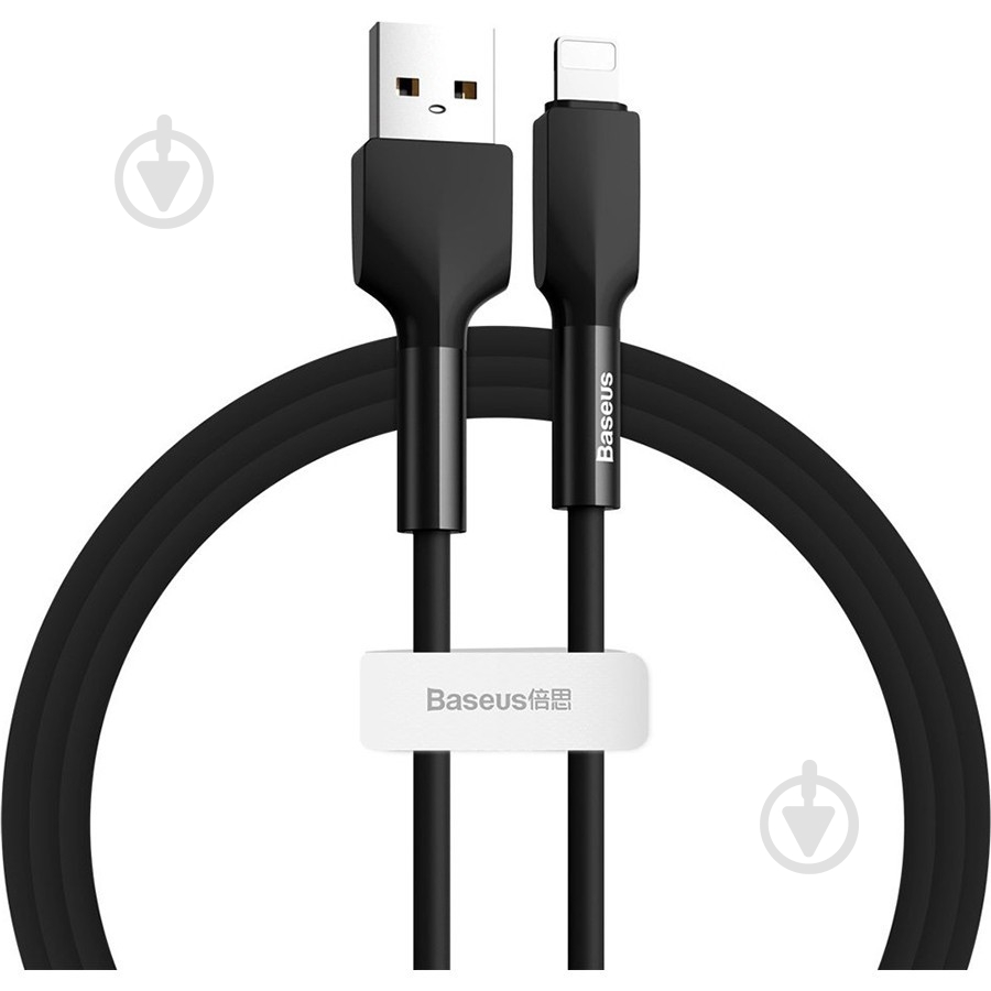 Кабель BASEUS Silica Gel Cable USB for IP 1 м black (CALGJ-01) - фото 1 Кабель BASEUS Silica Gel Cable USB for IP 1 м black (CALGJ-01) - фото 1