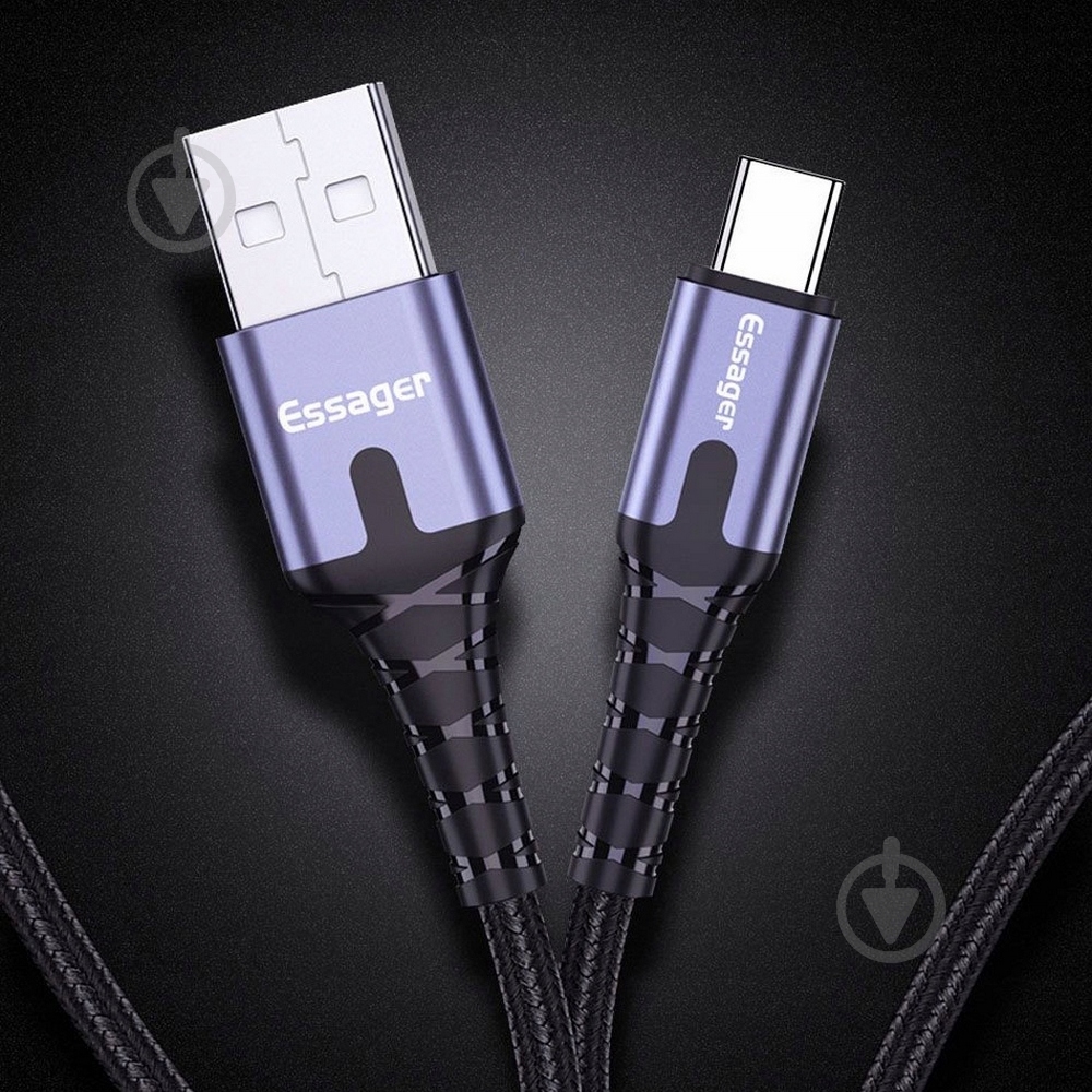 Кабель Essager LED Light USB Charging & Data Cable Type-C 3A 2 м чорний (EXCT-XGA0G) - фото 5 Кабель Essager LED Light USB Charging & Data Cable Type-C 3A 2 м чорний (EXCT-XGA0G) - фото 5