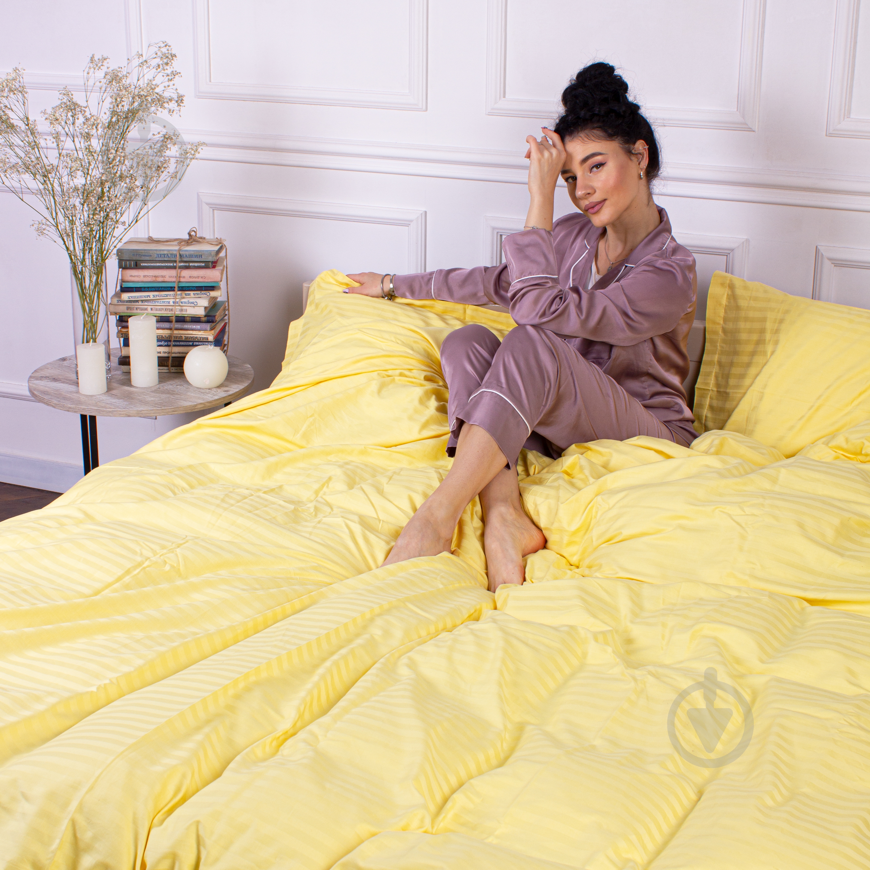 Комплект постельного белья Satin Stripe 30-0003 Intense Yellow 175х210 см желтый MirSon - фото 2 Комплект постельного белья Satin Stripe 30-0003 Intense Yellow 175х210 см желтый MirSon - фото 2