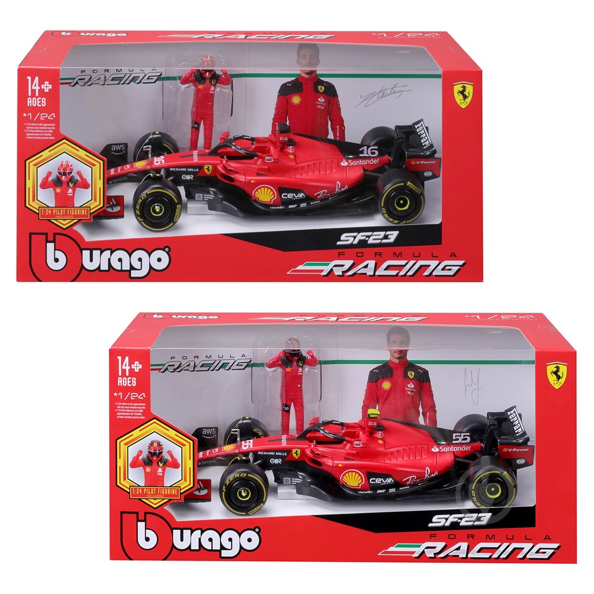Автомодель Bburago 1:24 з фігуркою Ferrari SF-23 18-26809 - фото 7 Автомодель Bburago 1:24 з фігуркою Ferrari SF-23 18-26809 - фото 7