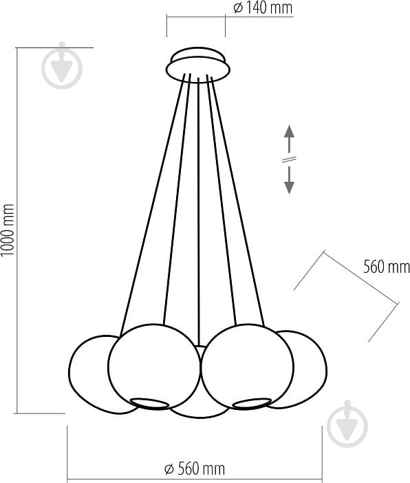 Люстра підвісна TK Lighting Backaz Gray 5x60 Вт E27 сірий 1868 - фото 2