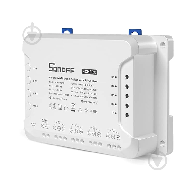 Розумне реле-перемикач 4-канальний перемикач Wi-Fi Sonoff з керуванням RF433MHz білий - фото 6 Розумне реле-перемикач 4-канальний перемикач Wi-Fi Sonoff з керуванням RF433MHz білий - фото 6
