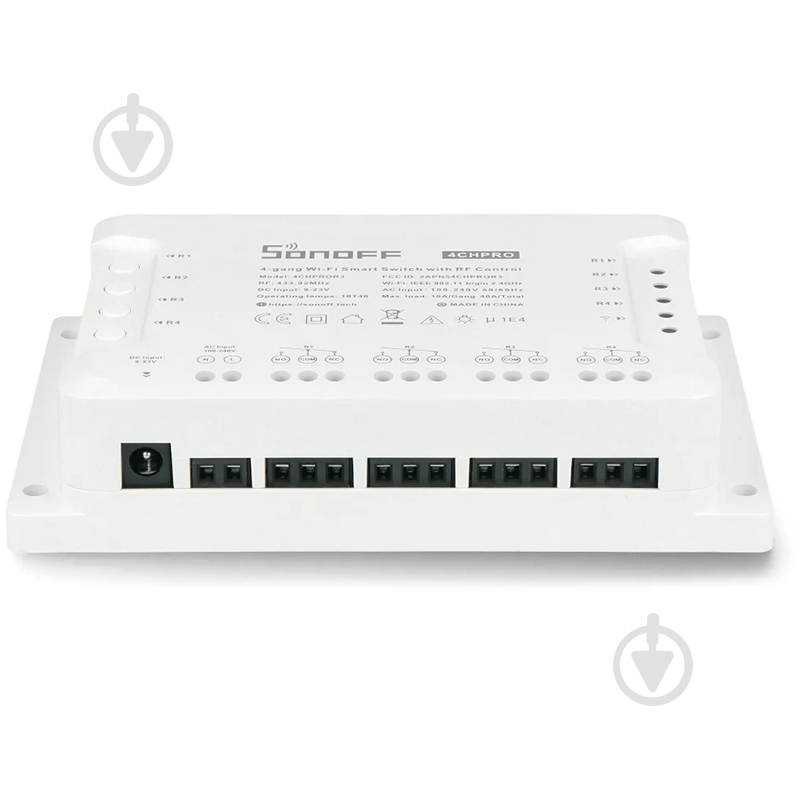 Розумне реле-перемикач 4-канальний перемикач Wi-Fi Sonoff з керуванням RF433MHz білий - фото 2 Розумне реле-перемикач 4-канальний перемикач Wi-Fi Sonoff з керуванням RF433MHz білий - фото 2