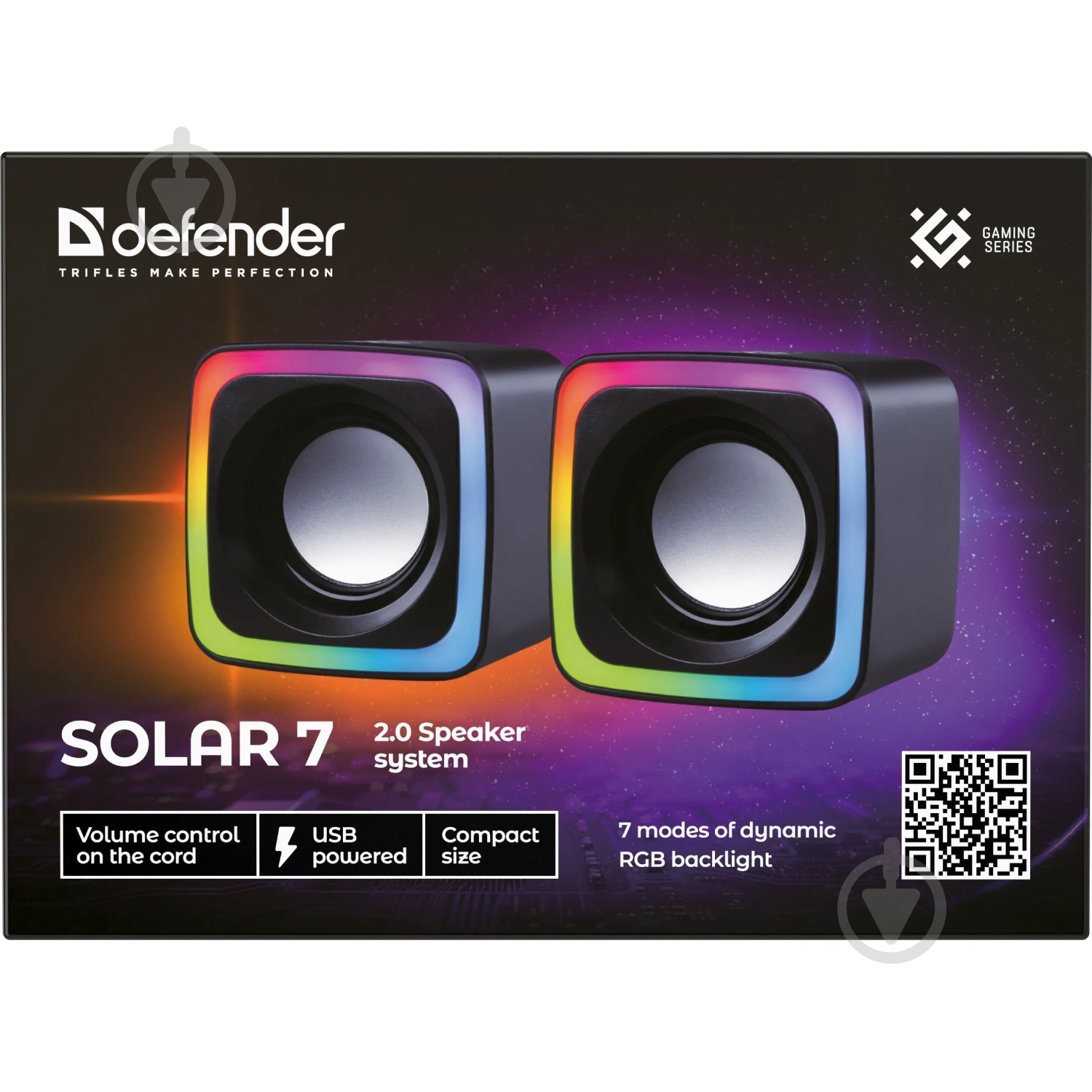 Акустическая система Defender Solar 7 2.0 black 6Вт, RGB подсветка, USB - фото 8