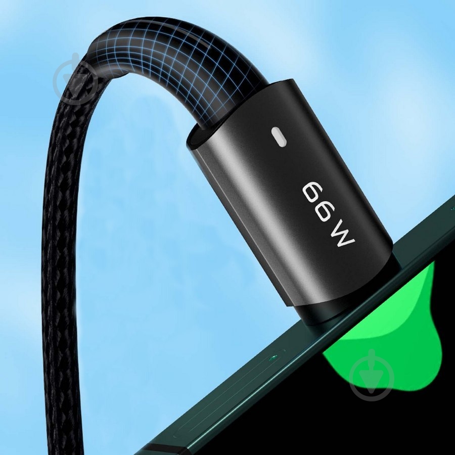 Кабель Essager Sunset Type-C to USB 6A Charging and data Fully compatible cable 2 м черный (EXCT-CGA01) - фото 7