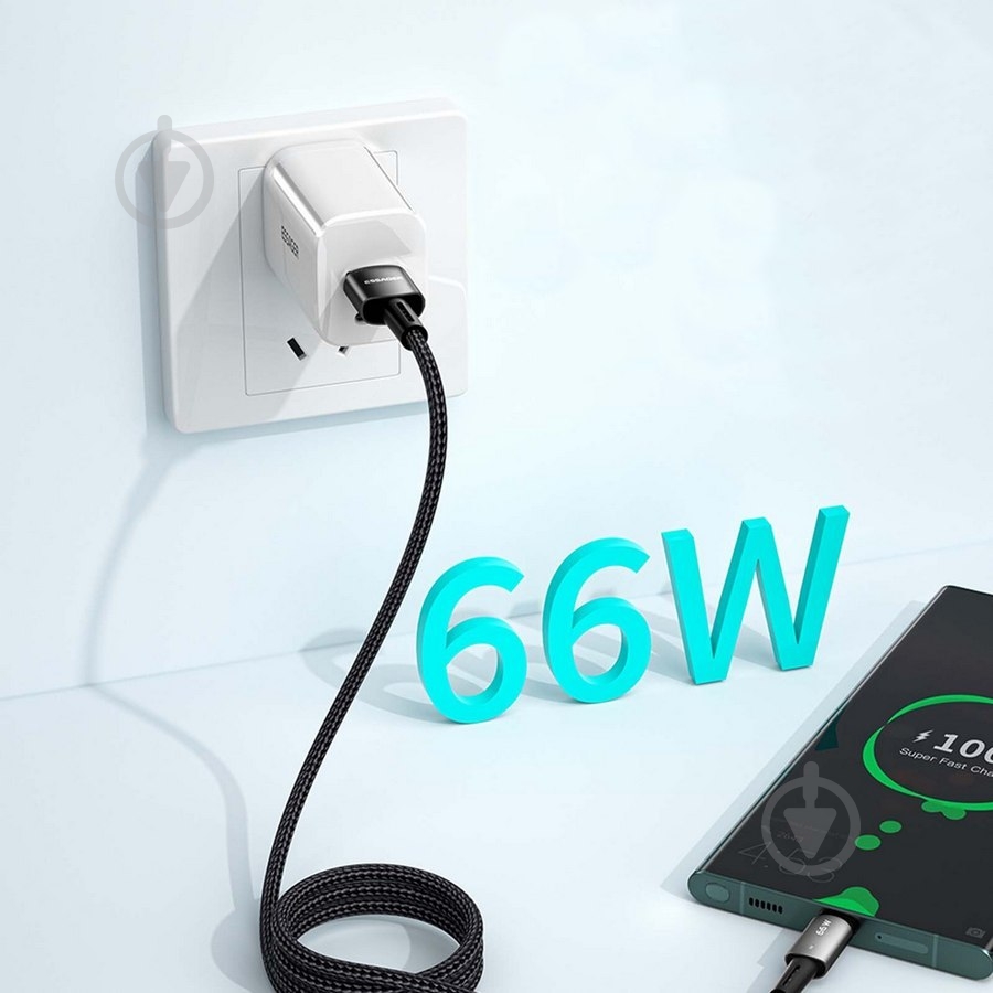 Кабель Essager Sunset Type-C to USB 6A Charging and data Fully compatible cable 2 м черный (EXCT-CGA01) - фото 3