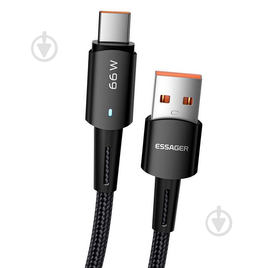 Кабель Essager Sunset Type-C to USB 6A Charging and data Fully compatible cable 2 м черный (EXCT-CGA01) - фото 2