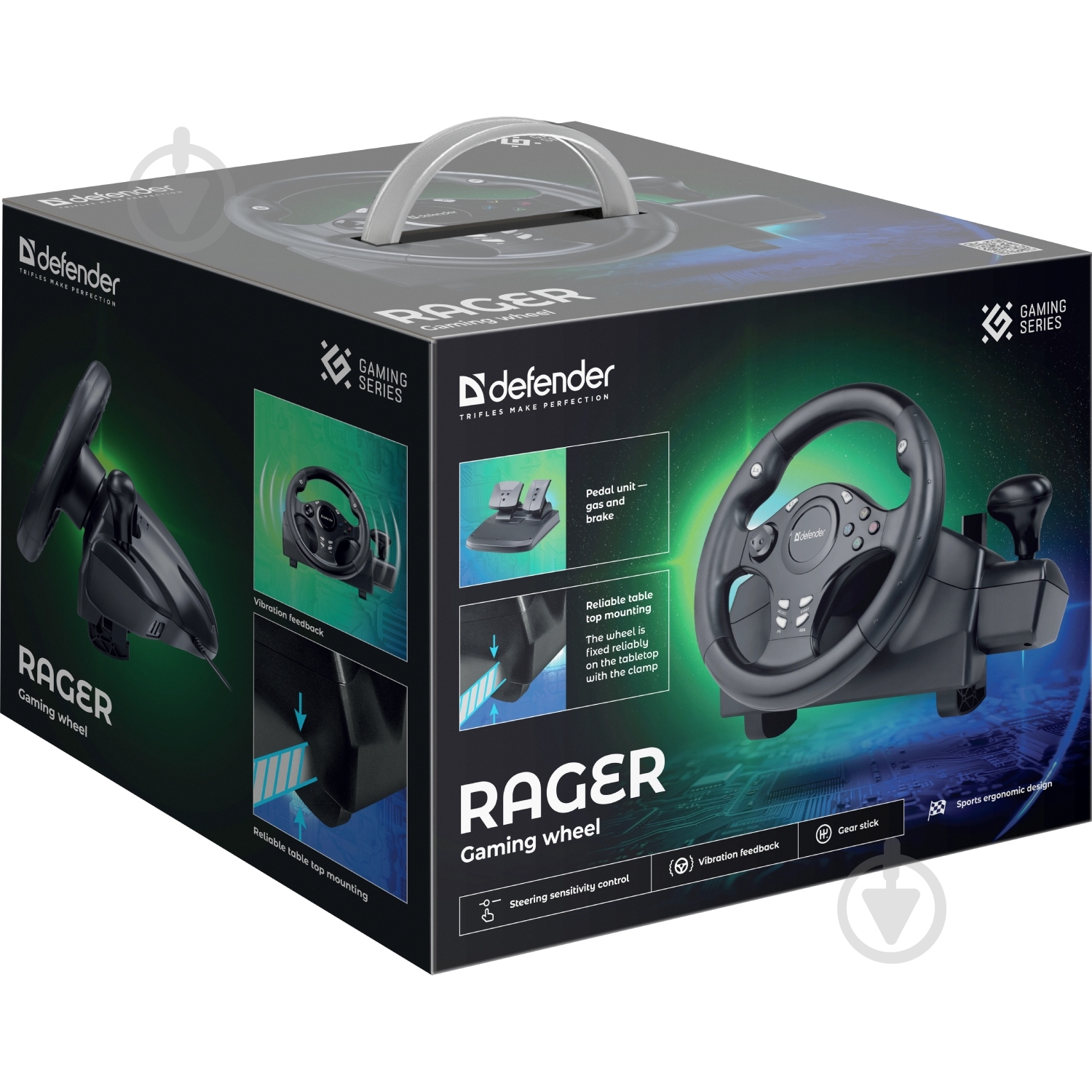 Игровой руль Defender Rager PC/PS/Xbox/Switch черное - фото 8 Игровой руль Defender Rager PC/PS/Xbox/Switch черное - фото 8