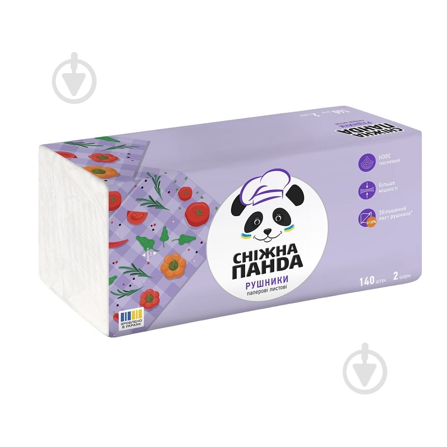 Бумажные полотенца Сніжна Панда двухслойная 140 шт. - фото 1