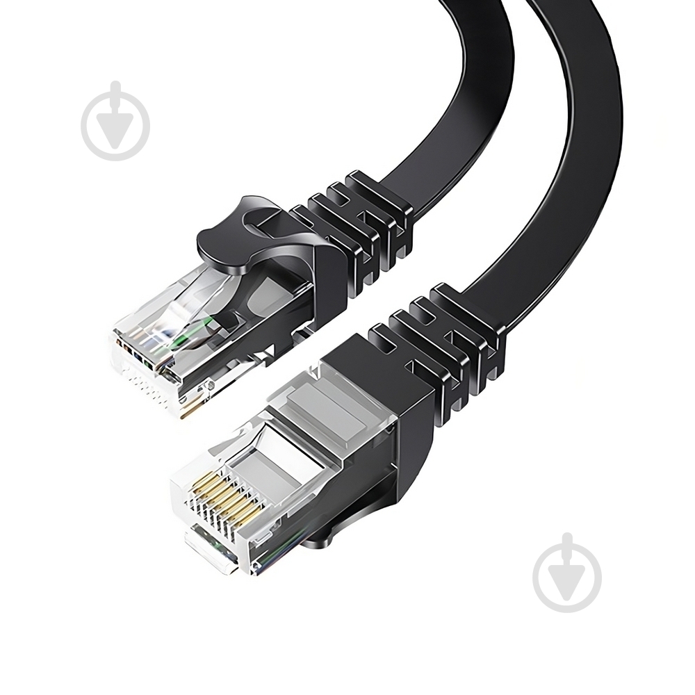 Патч-корд Essager TopSpeed Cable Ethernet Cat6 RJ45 Splitter Network Flat Cable 10 м черный - фото 2