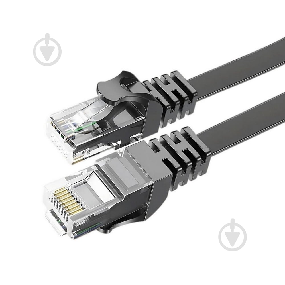 Патч-корд Essager TopSpeed Cable Ethernet Cat6 RJ45 Splitter Network Flat Cable 10 м черный - фото 1