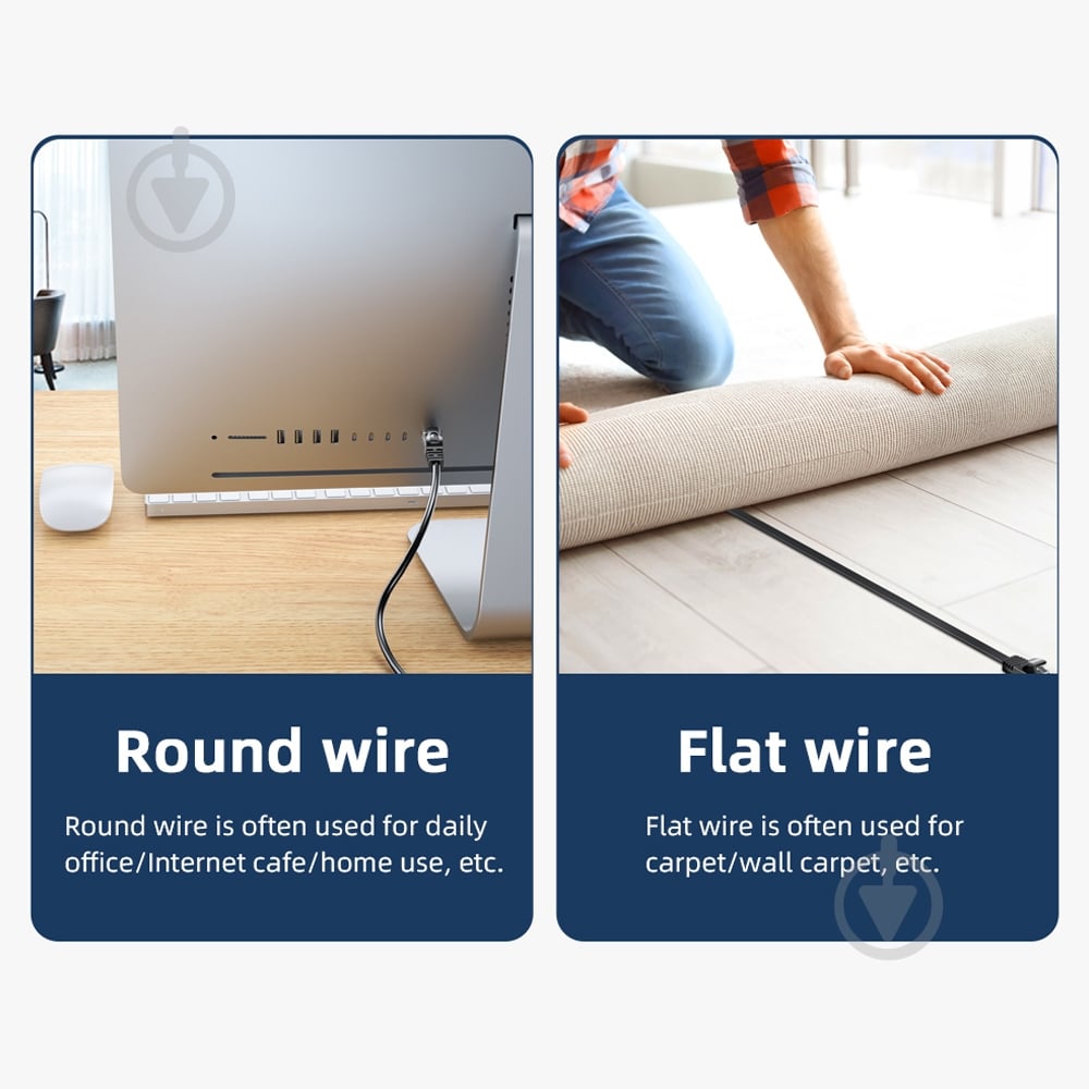 Патч-корд Essager TopSpeed Cable Ethernet Cat6 RJ45 Splitter Network Flat Cable 15 м черный - фото 8