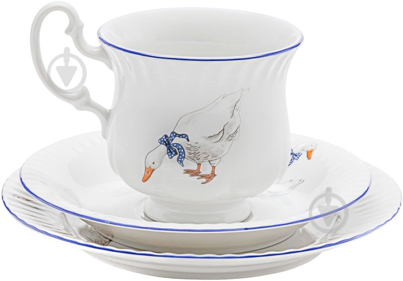 Чашка с блюдцами Leander Гуси 3 предмета - фото 1